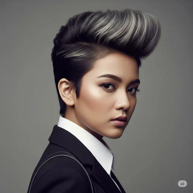 Inspirasi Rambut Pendek Highlight Abu-Abu. Foto: Gemini