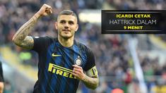 Striker Inter Milan, Mauro Icardi berhasil mencetak tiga gol saat mengalahkan Atalanta dengan skor 7-1.