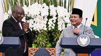Presiden Prabowo Subianto bertemu dengan&nbsp;Presiden Afrika Selatan Cyril Ramaphosa di Istana Merdeka Jakarta, Rabu (22/10/2025). (Biro Pers)