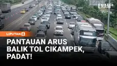 Arus balik Lebaran di ruas Tol Cikampek, Karawang, Jawa Barat, pada Selasa mengalami kepadatan signifikan menuju Jakarta. Ribuan kendaraan pribadi dari arah Tol Cipali, Jawa Tengah, serta Tol Purbaleunyi, Bandung, memadati jalur utama setelah masyara...