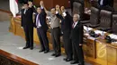 Komjen Pol Badrodin Haiti bersama para pimpinan DPR RI usai Sidang Paripurna penetapan Komjen Pol Badrodin Haiti sebagai Kapolri, Jakarta, Kamis (16/4/2015). (Liputan6.com/Helmi Afandi) 