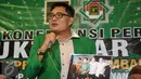 Sebuah gambar berisi pertemuan antara Djan Faridz dan Romahurmuziy diperlihatkan saat konferensi pers terkait pelaksanaan Muktamar Islah PPP, Jakarta, Kamis (31/3/2016). (Liputan6.com/ JohanTallo)