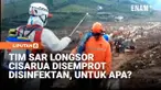 Ratusan personel tim SAR gabungan yang terlibat dalam pencarian korban longsor di Pasirlangu, kawasan Cisarua, Kabupaten Bandung Barat, Jawa Barat, menjalani penyemprotan cairan disinfektan pada hari ke-13 operasi pencarian.