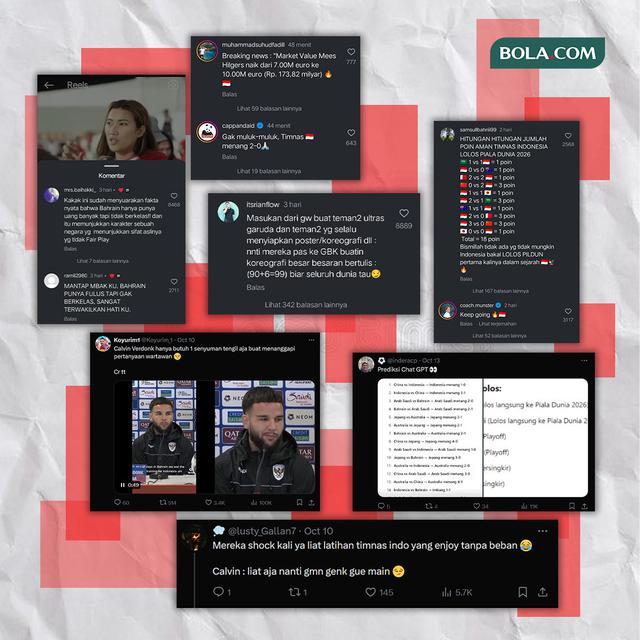 Ilustrasi - Kolase cuitan netizen soal Timnas Indonesia