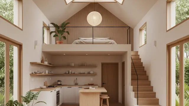 Model Rumah Kecil Tapi Luas dengan Loft di Atas Dapur yang Fungsional