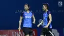 Pebulu tangkis ganda putri Indonesia, Greysia Polii/Apriyani Rahayu saat melawan Kim So Yeong/Kong Hee Yong (Korsel) di babak 16 besar Indonesia Open 2019 di Istora Senayan, Jakarta, Kamis (18/7/2019). Greysia/Apriyani kalah 20-22, 21-18, 13-21. (Liputan6.com/Helmi Fithriansyah)