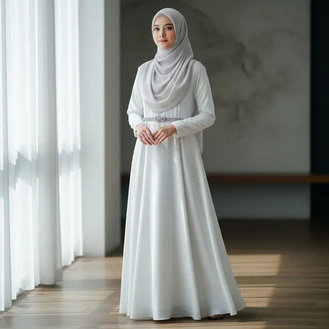 9 Model Gamis A-line Syari Berbahan Jatuh, Anggun dan Nyaman Pilihan Muslimah