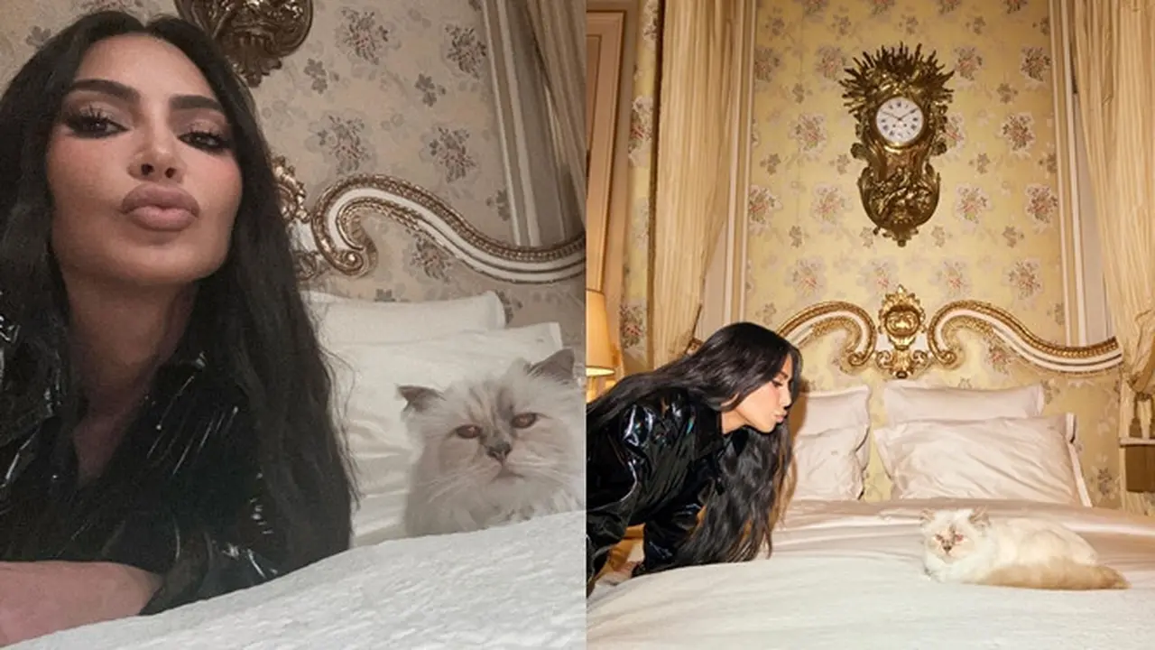 Bertemu Kucing Karl Lagerfeld di Paris, Kim Kardashian Patahkan Rumor Tak Diundang ke Met Gala 2023