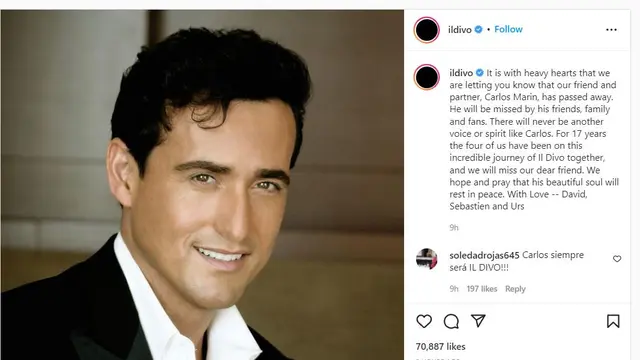 Unggahan di akun resmi Il Divo. (Instagram/ ildivo)