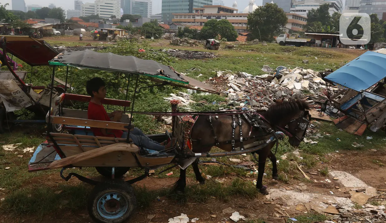 Pekerja mempersiapkan delman di kampung delman kawasan Menteng Dalam, Jakarta, Senin (27/9/2021). Pekerja yang memilih bertahan dan tidak pulang kampung menaruh harapan agar PPKM segera selesai. (Liputan6.com/Herman Zakharia)