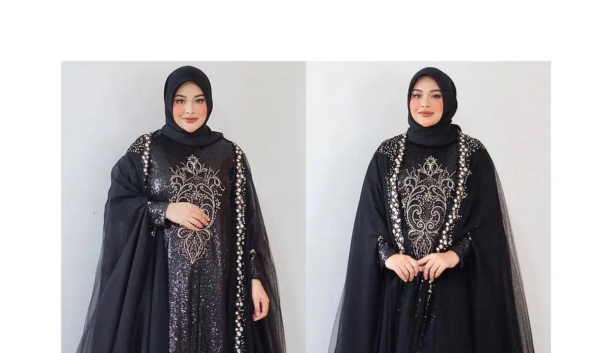 Aurel Hermansyah memakai dress hitam rancangan Juwita Heraris dalam acara Anugerah Desa Wisata Indonesia yang di-styling Erich Al Amin. Total look yang mewah dengan perpaduan sequin, beads, bordir, sampai bahan tulle membuat Aurel disebut sosialita Arab oleh netizen. (Foto: Instagram @erichalamin)