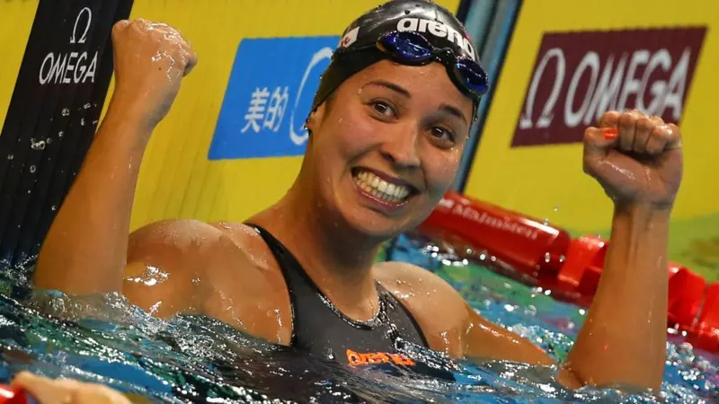 Ranomi Kromowidjojo, seorang pemegang tiga medali emas Olimpiade dan pemegang rekor dunia renang gaya bebas 50 meter (AFP)