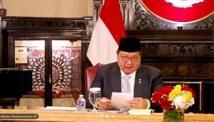 Menteri Koordinator Bidang Perekonomian Airlangga Hartarto dalam konferensi pers Perkembangan Kesepakatan Perdagangan Indonesia - Amerika Serikat, secara daring, Selasa (23/12/2025). (Liputan6.com/Tira)