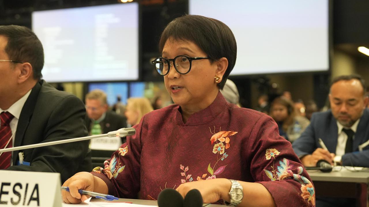 Menteri Luar Negeri Republik Indonesia (Menlu RI) Retno Marsudi dalam pertemuan Global Refugee Forum PBB di Jenewa, Swiss, pada Rabu (13/12/2023). (Dok: Kemlu RI)