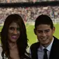 James Rodriguez (kanan) ketika masih bersama Daniela Ospina. (AFP/Pierre-Philippe Marcou)