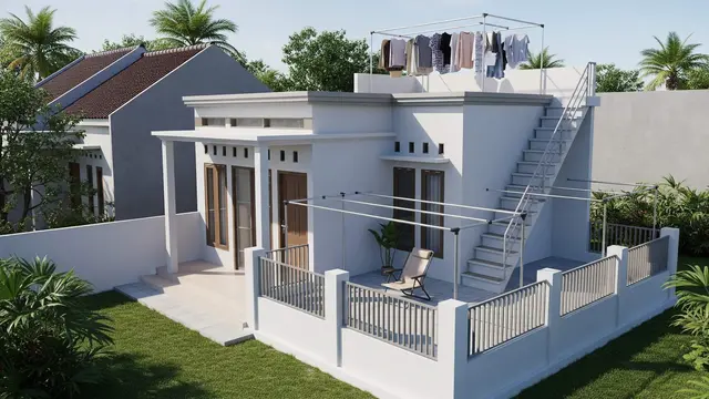 contoh rumah 1 lantai dengan rooftop minimalis biaya terjangkau
