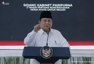 Presiden Prabowo Subianto  dalam Sidang Kabinet di Istana Kepresidenan Jakarta, Rabu (21/10/2026). (Liputan6.com/Arief Rahman H)
