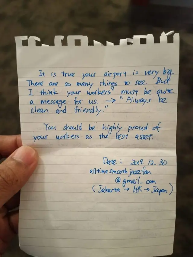 Surat dari Penumpang asal Jepang