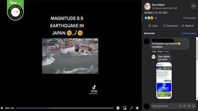 Gambar Tangkapan Layar Video yang Diklaim Tsunami Jepang pada 13 Februari 2021