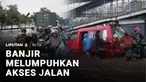 Hujan deras yang mengguyur Jakarta menimbulkan banjir yang tak hanya merendam permukiman, tapi juga akses jalan. Imbas banjir, sejumlah ruas jalan di Jakarta Selatan dan Jakarta Barat lumpuh, tidak dapat dilalui kendaraan.