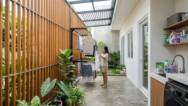 10 Ide Ruang Jemur Samping Rumah yang Tidak Terlihat dari Depan, Estetik dan Unik