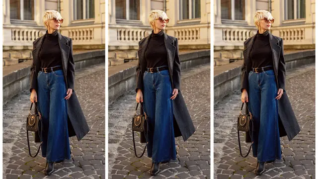 Ilustrasi outfit wide leg jeans