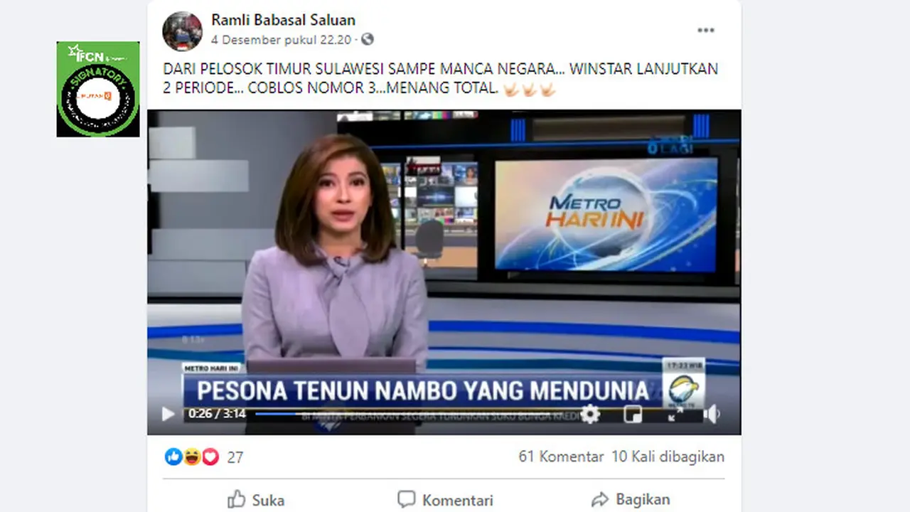 Cek Fakta Liputan6.com,  klaim video kampanye salah satu pasangan calon Bupati Banggai