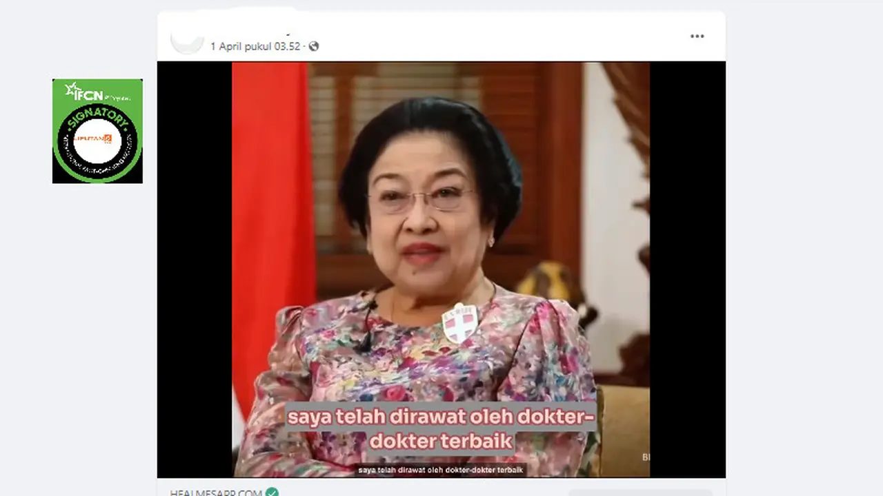 Tangakapan layar klaim video Presiden RI kelima Megawati Soekarnoputri promosikan obat nyeris sendi.