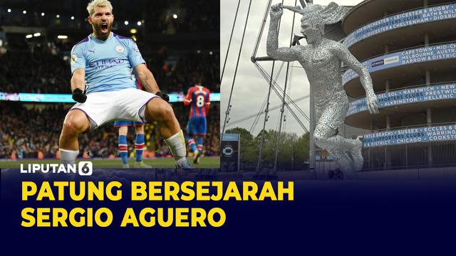 Manchester City Resmikan Patung Pencetak Gol Sergio Aguero