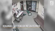 Rekaman cctv menunjukan aksi pencuri yang kesulitan mengambil mesin permen di sebuah tempat penampungan anjing.