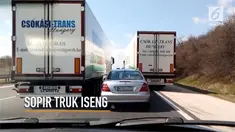 Entah apa tujuan dari si sopir truk hingga menghalangi dan tak memberikan jalan kepada pengemudi lainnya.    