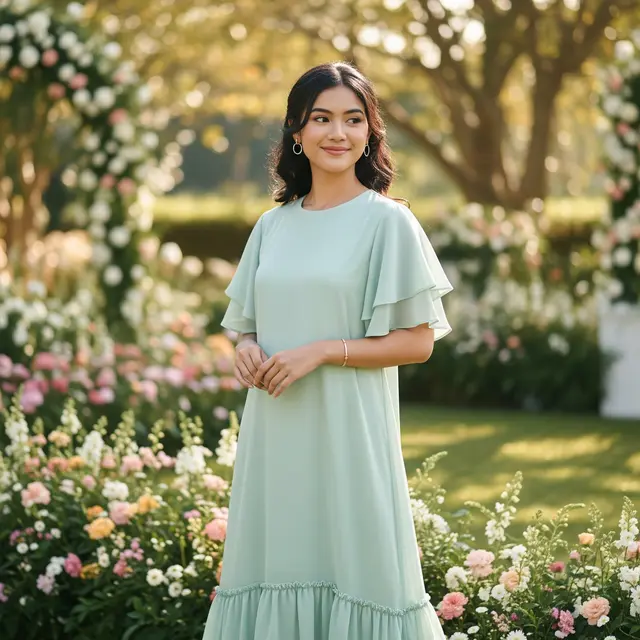 Model Gamis Outdoor untuk Pesta Kebun (Image by Gemini AI)