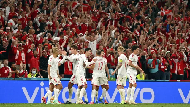 FOTO: Denmark Lumat Rusia 4-1 di Euro 2020