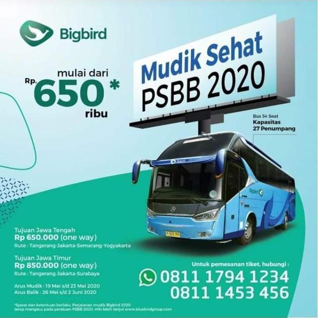 Brosur Program Mudik Sehat PSBB Blue Bird.