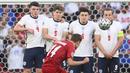 Pada menit ke-30 tendangan bebas yang didapatkan oleh Timnas Denmark tidak disia-siakan oleh Mikkel Damsgaard dan berhasil menjebol gawang Timnas Inggris. (Foto: AP/Pool/Laurence Griffiths)