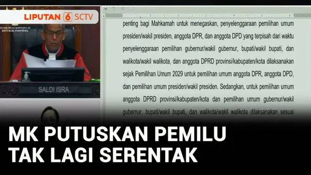 VIDEO: MK: Pelaksanaan Pilpres Tak Lagi Bersamaan dengan Pilkada, Apa Alasannya?