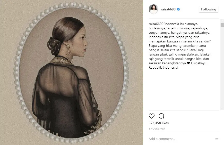 Cinta Indonesia, Raisa disindir bertunangan dengan pria Australia, Hamish Daud (Foto: Instagram)