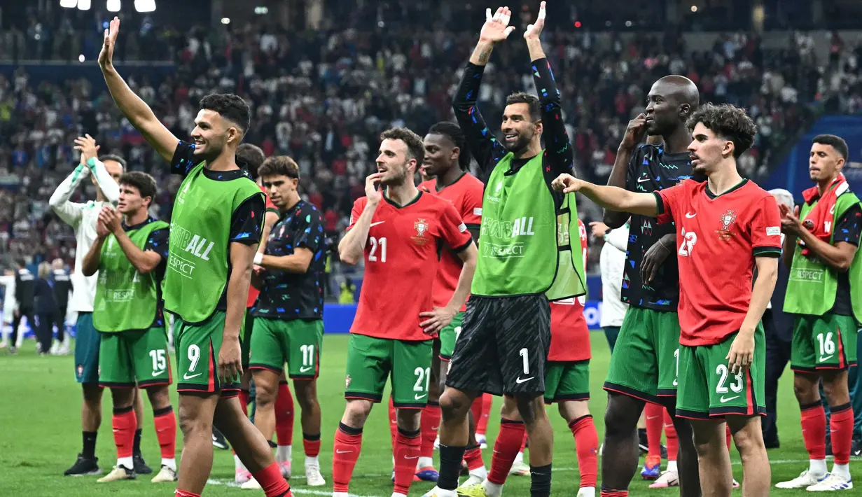 Di perempat final Euro 2024, Portugal akan berhadapan dengan Prancis pada 6 Juli 2024 mendatang. (JAVIER SORIANO/AFP)