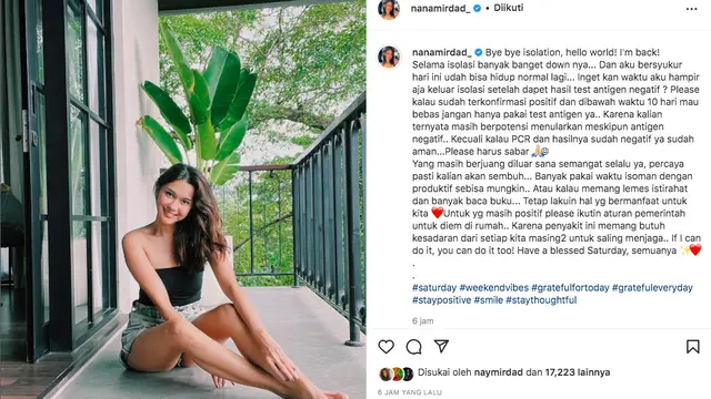 Nana Mirdad Umumkan Negatif Covid-19 Setelah Sempat Jadi Korban PHP Tes Antigen. (instagram.com/nanamirdad_)