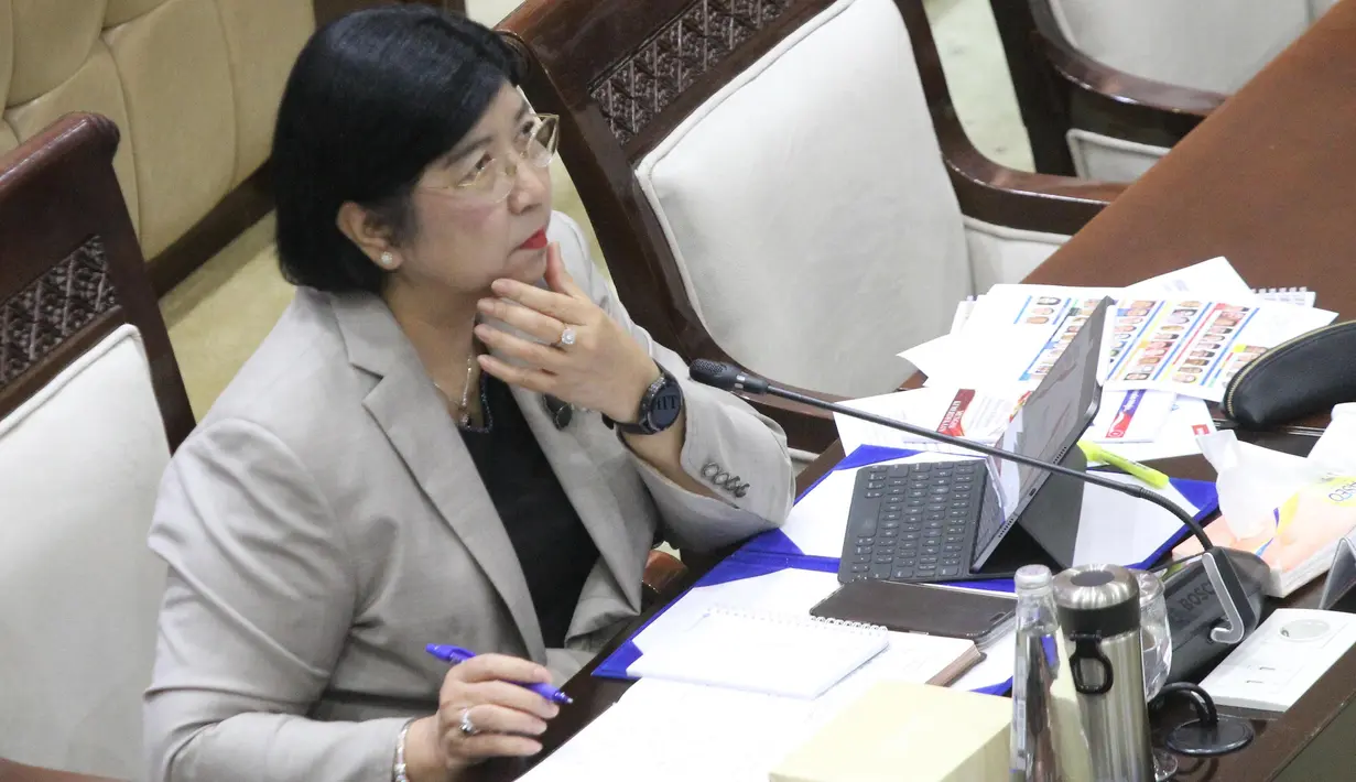 Calon Gubernur Bank Indonesia (BI) Destry Damayanti mengikuti uji kelayakan dan kepatutan (fit and proper test) bersama Komisi XI DPR di Kompleks Parlemen, Senayan, Jakarta, Rabu, 26 Agustus 2026. (KLY/ Arie Basuki)