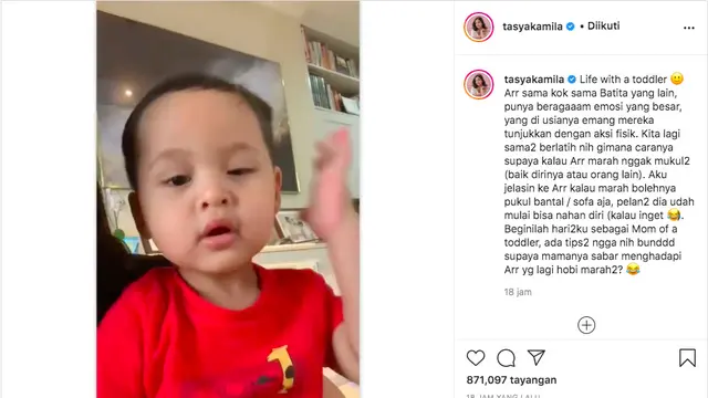 Tasya Kamila Curhat Hadapi Putranya yang Suka Marah Hingga Pukul Diri Sendiri
