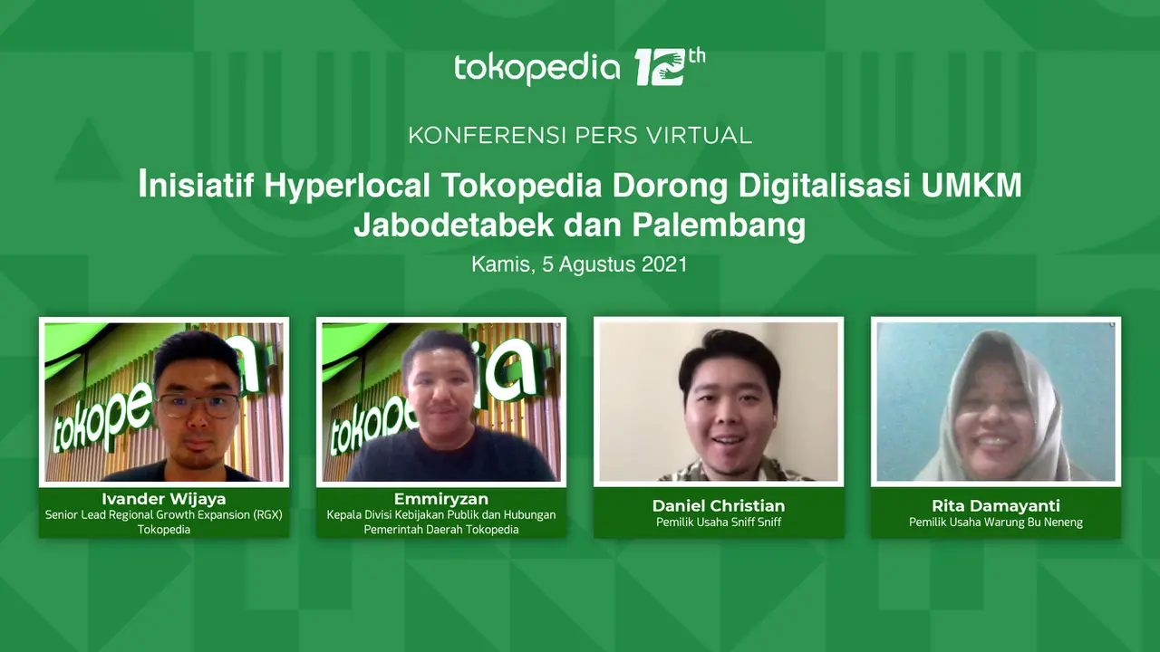 Acara Virtual Local Media Briefing dengan topik Inisiatif Hyperlocal Tokopedia Dorong Digitalisasi UMKM Jabodetabek dan Palembang