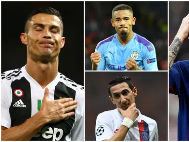 Berikut ini tujuh pesepak bola top dunia yang terlahir dari keluarga tidak mampu. Diantaranya, Cristiano Ronaldo, Lionel Messi dan Gabriel Jesus. (Foto Kolase AP dan AFP)