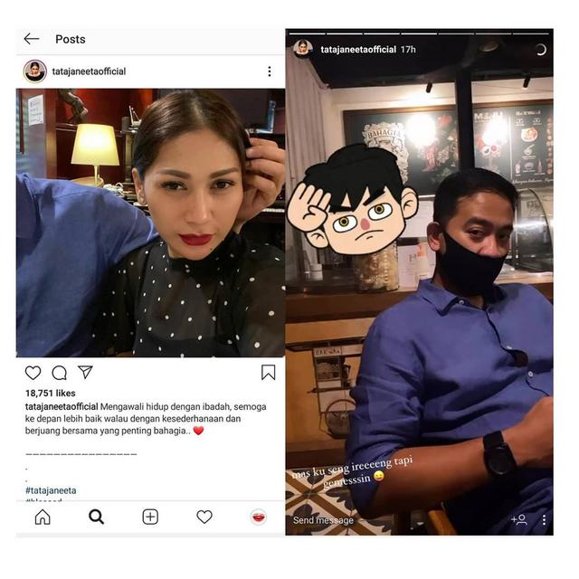 Akun gosip di Instagram sukses menguak pria yang diyakini memegang rambut Tata Janeeta di unggahan terbarunya di Instagram. (https://www.instagram.com/p/CEiqJr0npKY/)