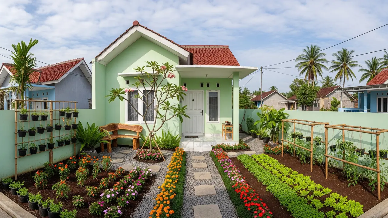 Model Rumah Kecil dengan Taman Mungil 2025/ Ilustrasi AI