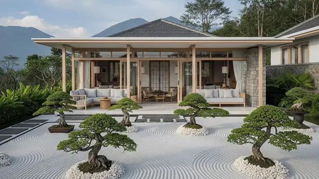 Desain Rumah Kecil Tapi Mewah Ala Villa dengan Taman Depan
