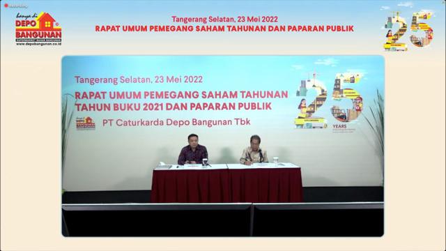 RUPST PT Caturkarda Depo Bangunan Tbk (DEPO) pada Senin, (23/5/2022) (Foto: tangkapan layar/Pipit I.R)