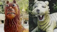 6 Patung Macan Dengan Mata Melotot Ini Bikin Ngakak (Twitter/txtdarigajelas)