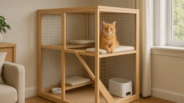 Inspirasi Desain Kandang Kucing Indoor Tingkat yang Unik/via GPT