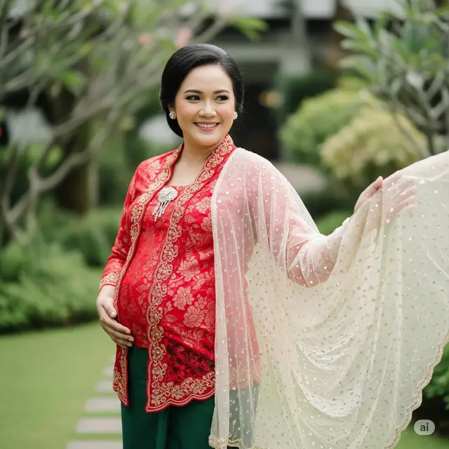 Kebaya dengan Tulle Shawl